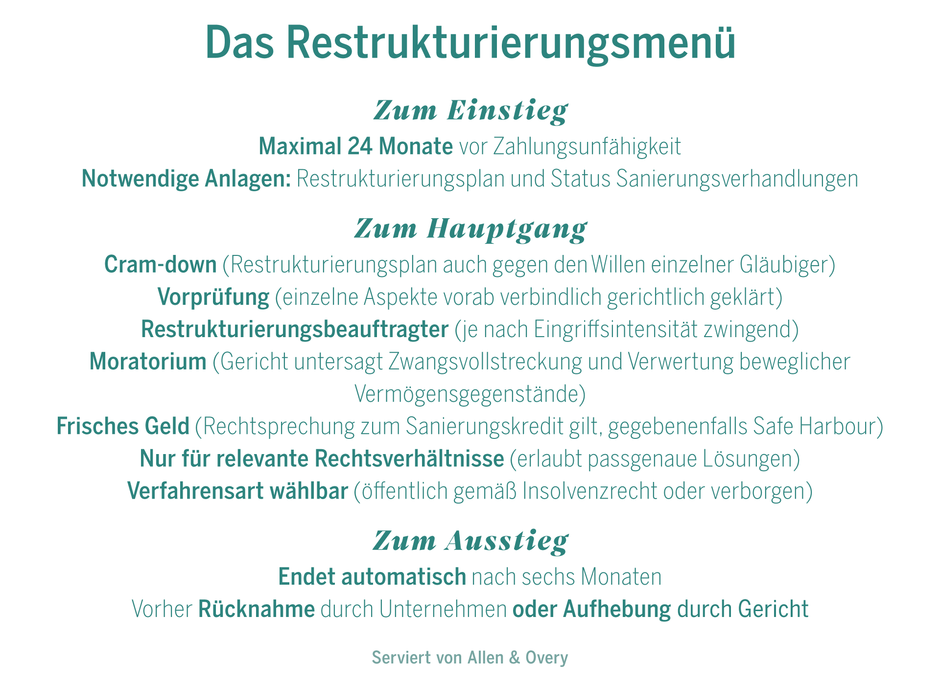 Das Restrukturierungsmenü