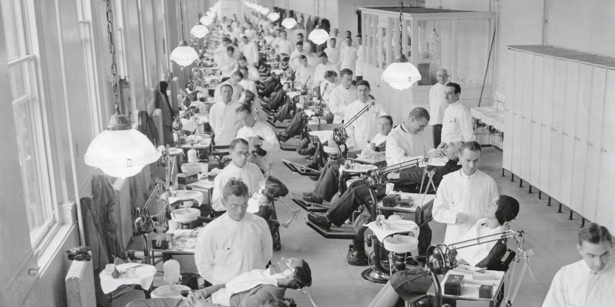 Durchgesetzt hat sich das Konzept „Hühnerstange“ nicht: die größte Zahnklinik der Welt in Philadelphia um 1930.