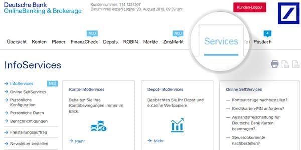 Kontosensor Deutsche Bank Privatkunden