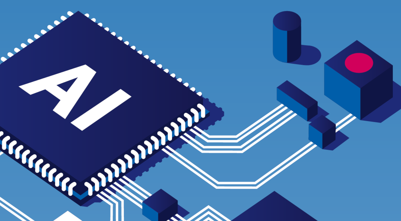 Illustration: Computerchip mit Aufdruck AI.
