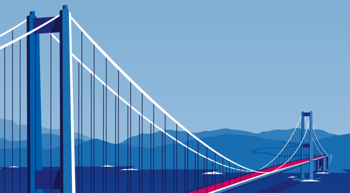 Illustration: Moderne Hängebrücke.