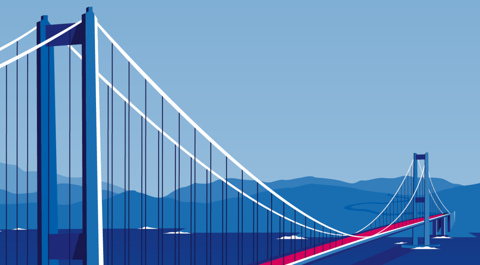 Illustration: Moderne Hängebrücke.