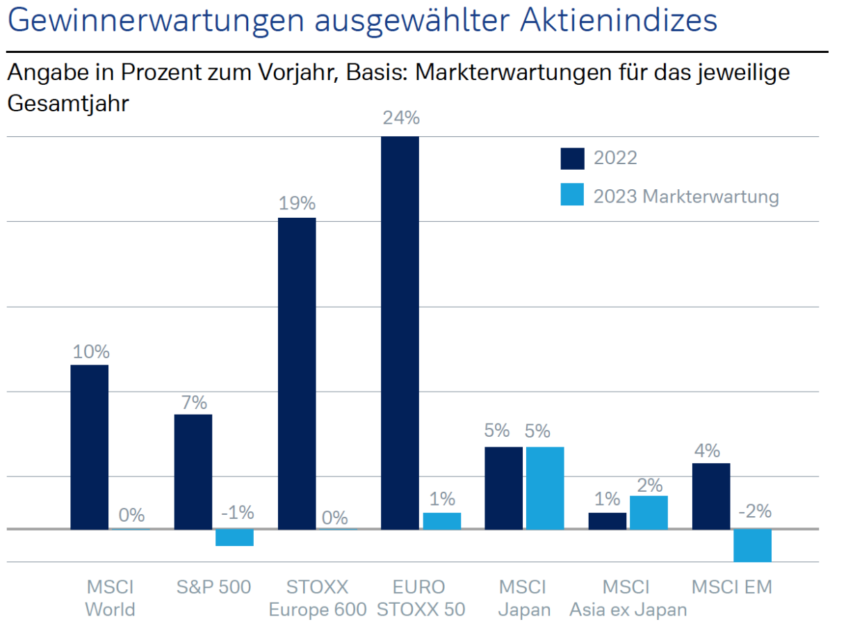 Gewinnerwartungen ausgewählter Aktienindizes