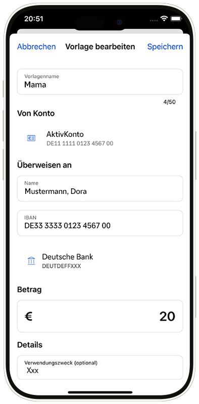 Ansicht Vorlage bearbeiten