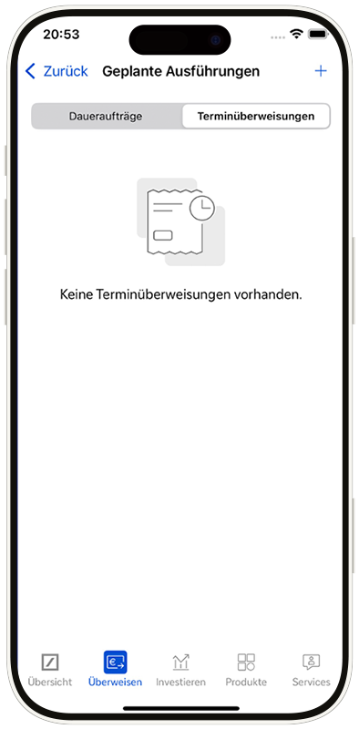 Übersicht angelegter Daueraufträge