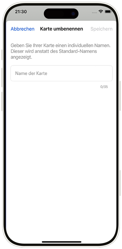 Ansicht der Option die Karten in der App umzubenennen