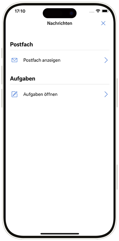 Nachrichtenansicht des digitalen Postfachs
