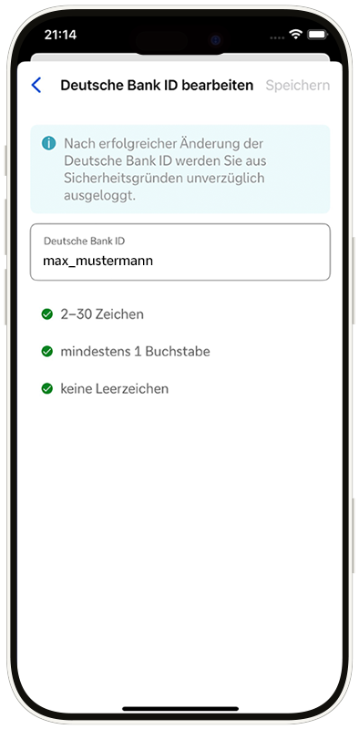 Bearbeitung der Deutsche Bank ID in der App