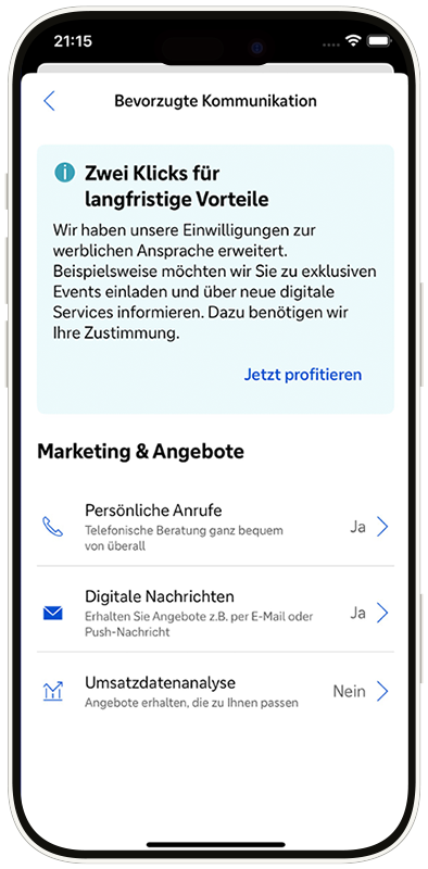 Auswahl persönlicher Kontaktwege