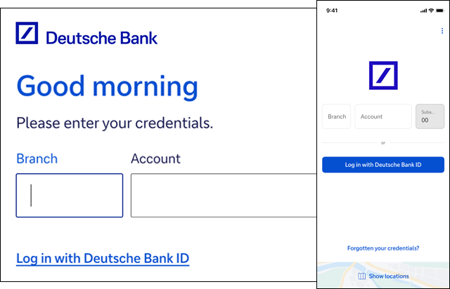 Zu sehen ist die Eingabeansicht für das Login mobil und für Desktop