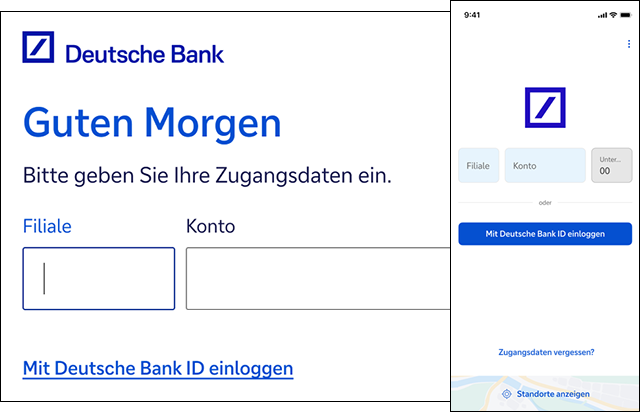 Zu sehen ist die Eingabeansicht für das Login mobil und für Desktop