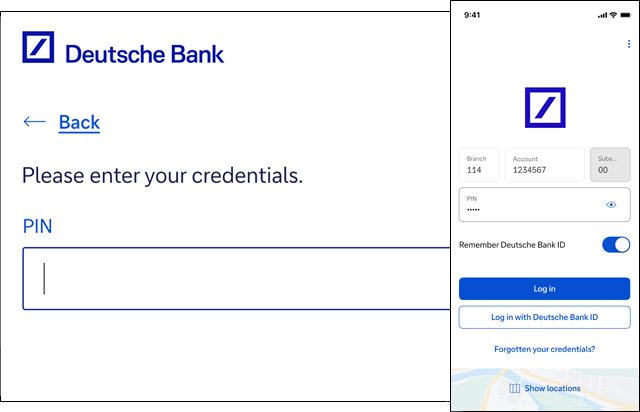 Zu sehen ist das Eingabefeld für die PIN mobil und für Desktop