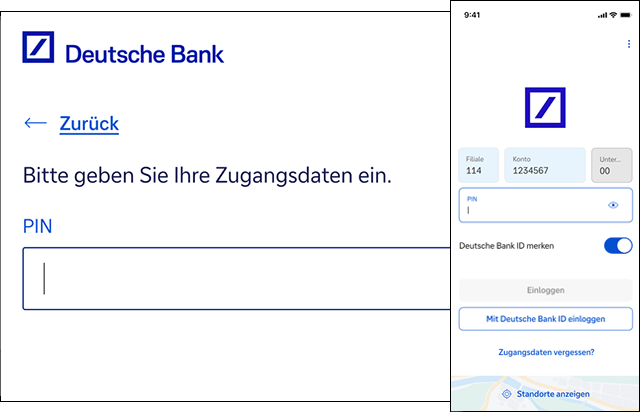Zu sehen ist das Eingabefeld für die PIN mobil und für Desktop