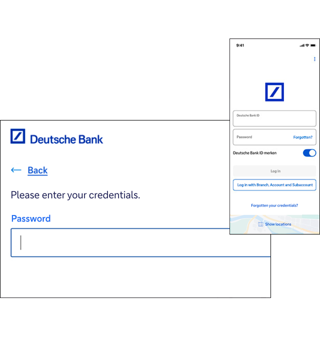 Zu sehen ist das Eingabefeld für das Passwort mobil und für Desktop