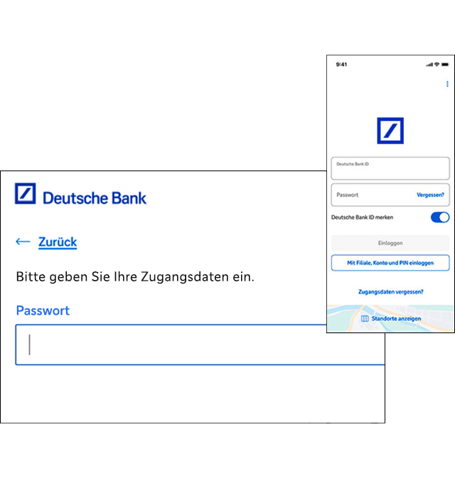 Zu sehen ist das Eingabefeld für das Passwort mobil und für Desktop