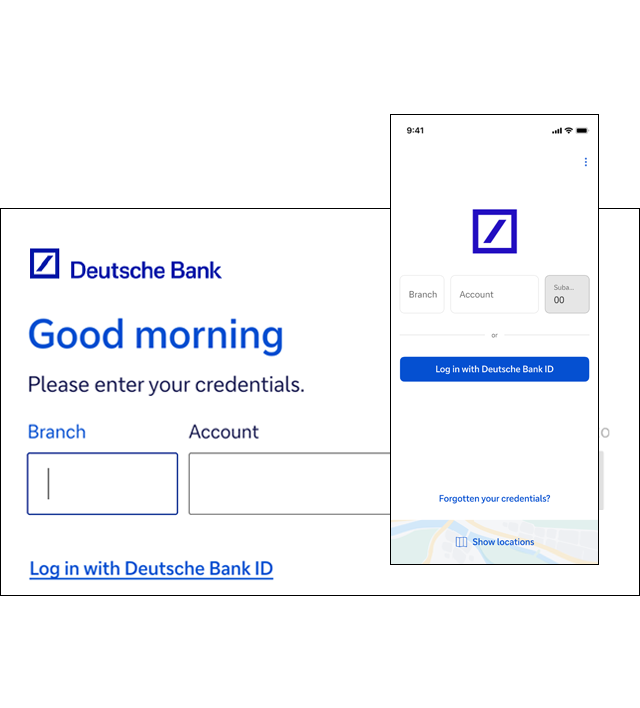 Zu sehen ist die Eingabeansicht für das Login mobil und für Desktop