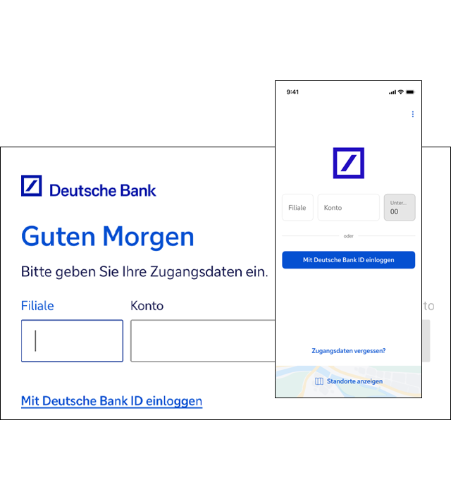 Zu sehen ist die Eingabeansicht für das Login mobil und für Desktop