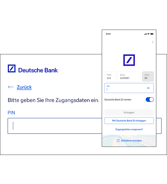 Zu sehen ist das Eingabefeld für die PIN mobil und für Desktop